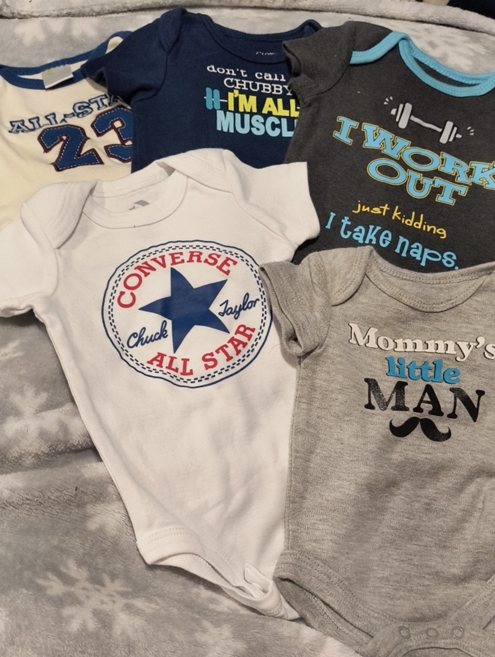 5 Sports Related Baby Boy One-Piece Bodysuits, 0-3, 0-6